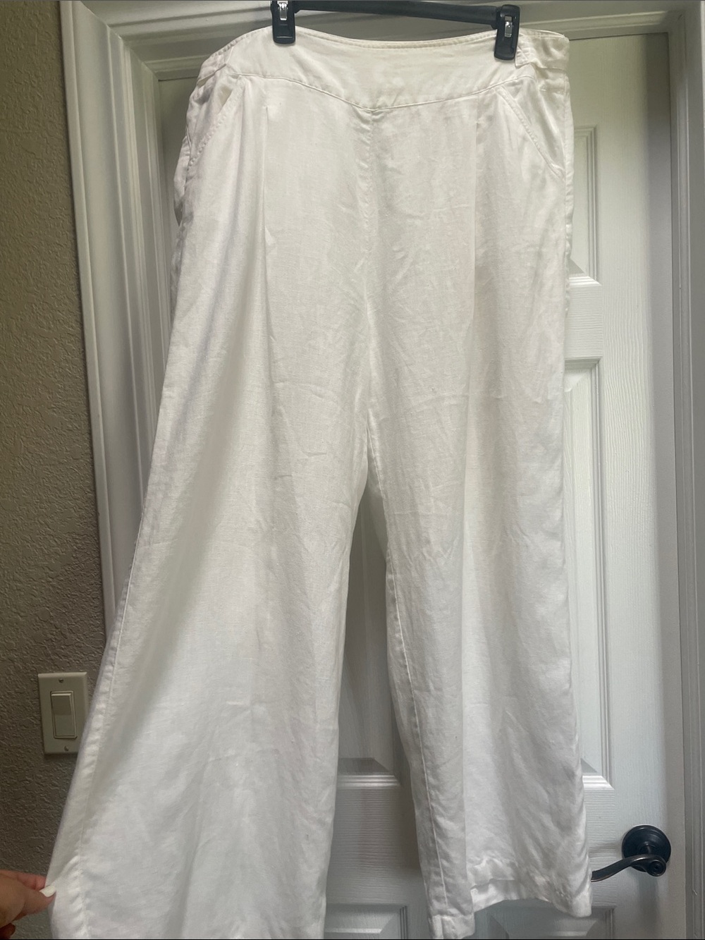 Soft Surroundings White Wide-Leg 100% Linen Size 1X